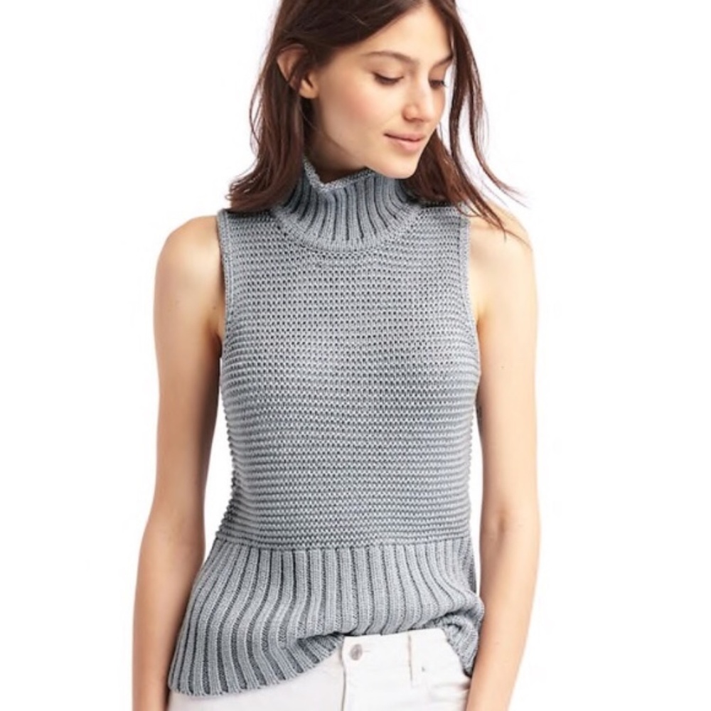 GAP Sleeveless Ribbed Turtleneck Knit Sweater Tank